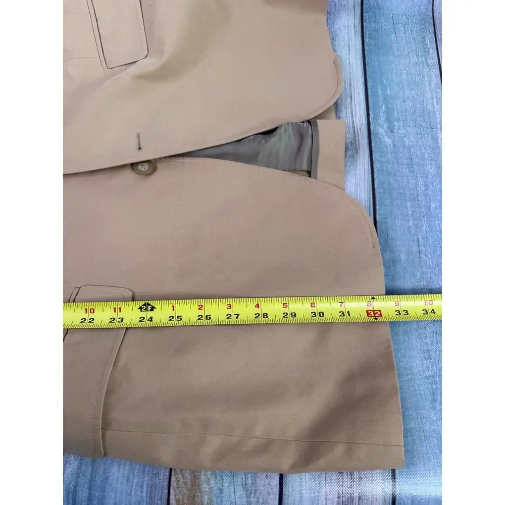 J Crew Tan Blazer Size 44L Italian Fabric Cotton 3 Button Summer Sports Coat